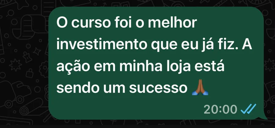 Depoimento de aluna 1 enviado pelo WhatsApp