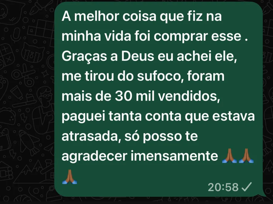 Depoimento de aluna 3 enviado pelo WhatsApp